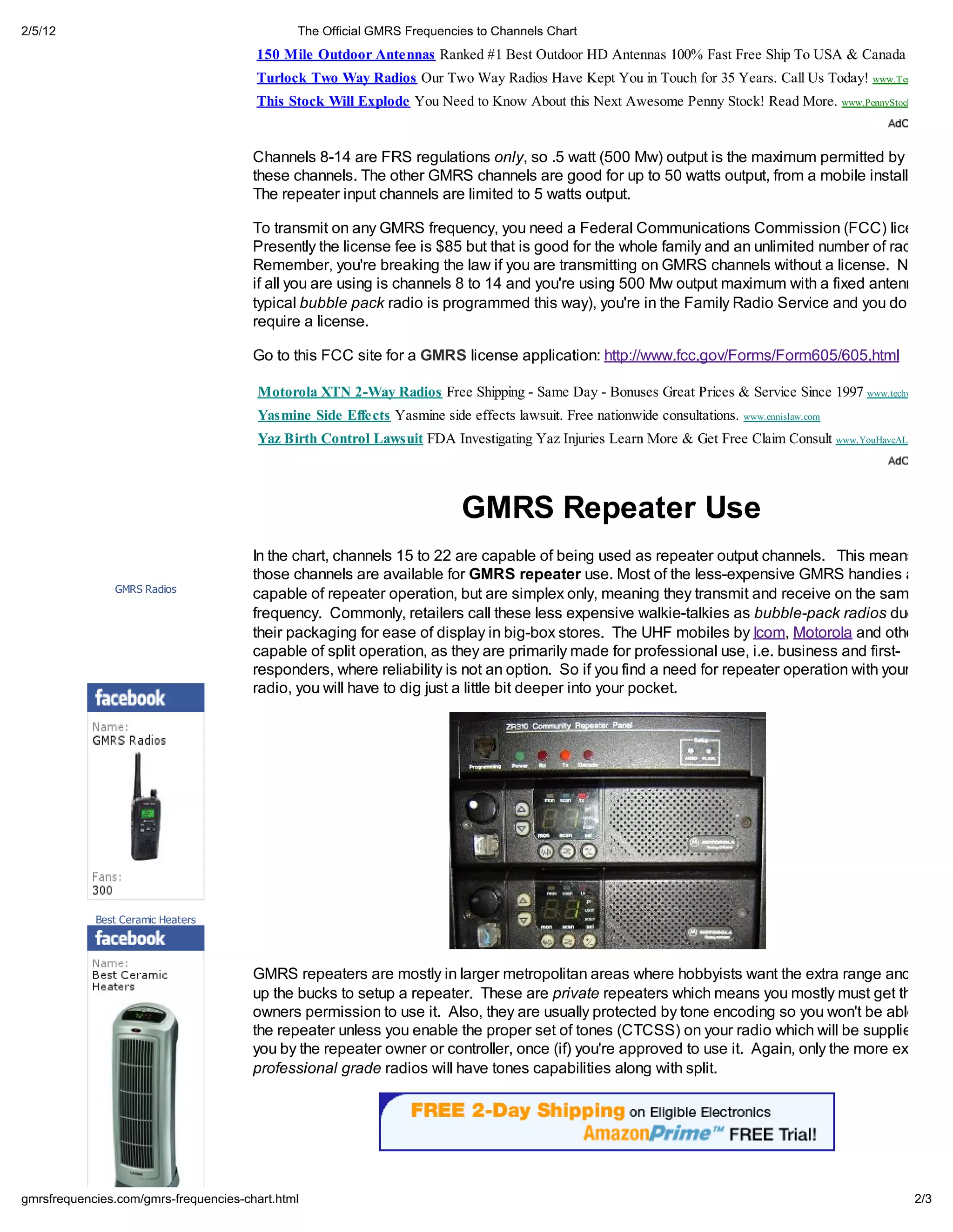 Official gmrs frequencies_chart PDF Free Download
