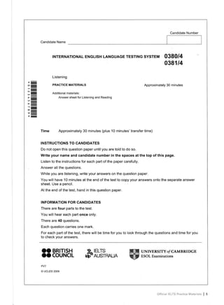Ielts Paper.pdf Official ielts practice material updated march 2009 | PDF