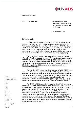 Official letter from Michel Sidibe to all permanent representative to UN office in Geneva(2017)