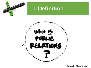 I. Definition
Group 7 - Phuong Loan
 