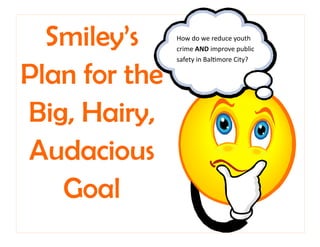 Smiley’s     ,    n  
               n¯ E ¯½  ½ 
n
               ¾f€ ° f¯  


Plan for the
Big, Hairy,
Audacious
   Goal
 