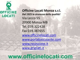 Officine Locati 1925: Serrande avvolgibili - Istruzioni montagio | PPTX