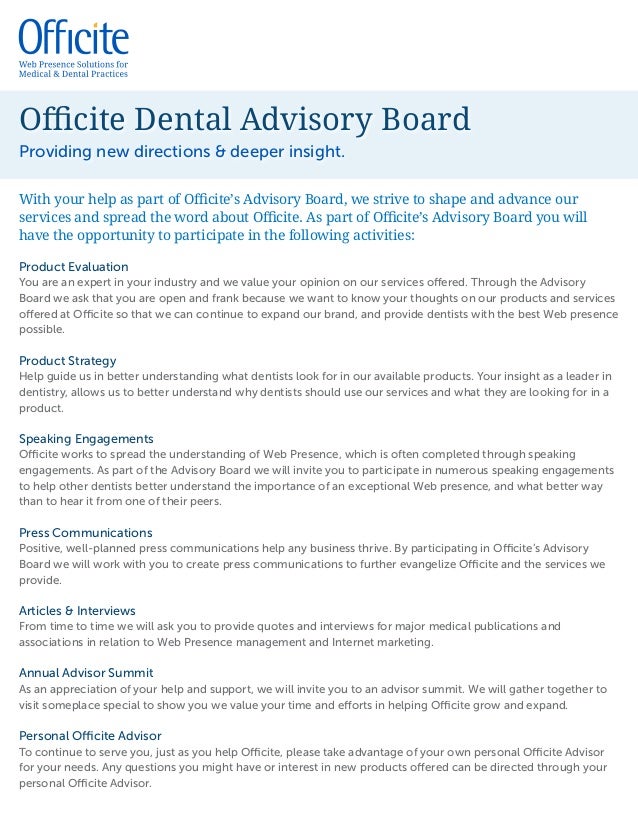 officite advisory board introduction letter