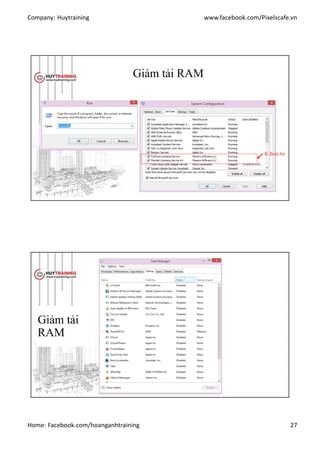 Company: Huytraining www.facebook.com/Pixelscafe.vn
Home: Facebook.com/hoanganhtraining 27
Giảm tải RAM
K được bỏ
Giảm tải
RAM
 