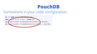 PouchDB
Somewhere in your code configuration:
 