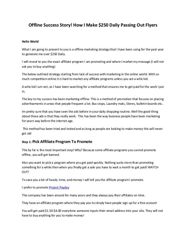 how i make 250 daily passing out flyers affiliate programs flyers