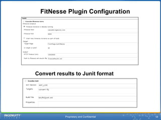 Proprietary and Confidential55Test Types: FitNesseThe FitNesse Server http://localhost:8080/FitNesse.UserGuide.TwoMinuteExamplehttp://localhost:8080/FitNesse.UserGuide.TwoMinuteExample?pageHistoryWiki view                   Editing the wiki         Test Results    