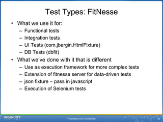 Proprietary and Confidential57Drill downs on fitnesse test results in Hudson