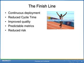 Proprietary and Confidential61Test Types: FitNesseLessons learnedFitNesse is good for straightforward verification of dataTo do more, you have to get creativeFixture and test ownership needs to be a shared responsibility