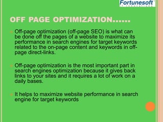 Off page optimization