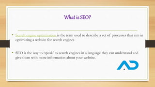 Importance
• SEO is important not only for getting high quality visitors from search, but
it’s also a way to improve the u...