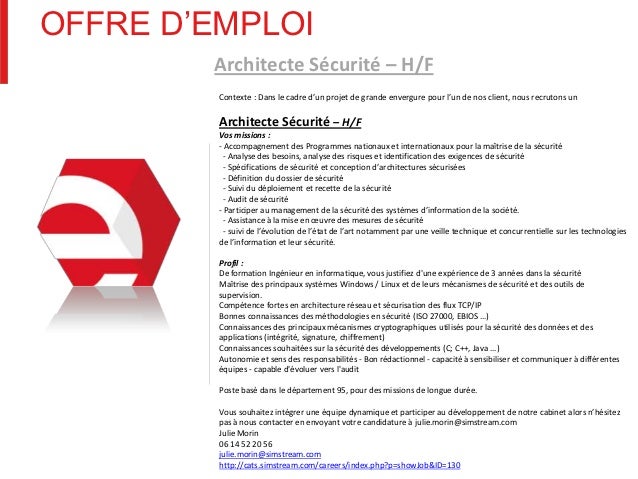 Offre d emploi architecte