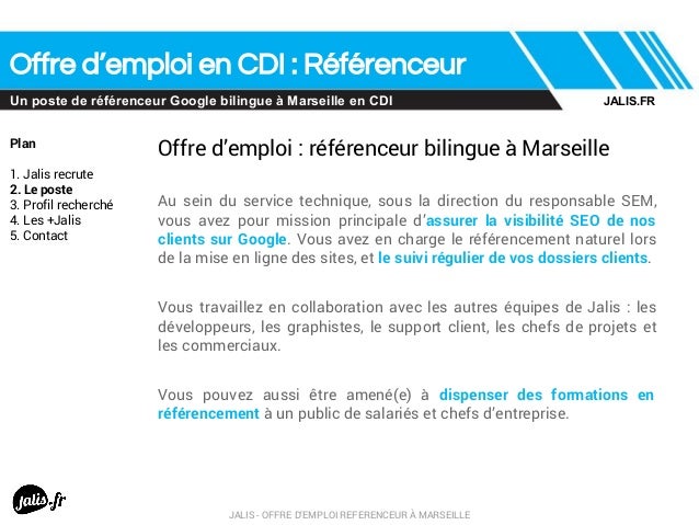 Offre d emploi charge de referencement web