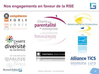 Nos engagements en faveur de la RSE




                 © Bernard Julhiet Group - Tous droits réservés   12
 