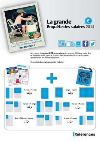 LA grANdE ENquêtE 
gr 
SALA 
dES SALAirES 2012 
spéciaLe 
de travailler dans les assurances. Le choix du salaire « choixdusalaire » s’effectue... 
dèslechoixdesétudes 
p. 2 
Lediplôme 
est « la » valeur 
p.3 
Changer job augmenter son salaire ? 
3 133 e. C’est le salaire brut moyen 
en Belgique, tel que l’indique notre 
vaste enquête salariale menée 
auprès de 45 769 personnes. En deux 
par rapport à notre précédente 
enquête de 2010, la hausse salariale 
moyenne s’est élevée à 129 e, soit 
Et ce, alors que la dernière 
indexation, en début d’année, s’est 
élevée par exemple à 3,17 % pour la 
majorité des employés – soit environ 
400 000 personnes dans quelque 
50 000 entreprises. 
A Seuls trois hôpitaux 
belges prêts pour Ebola 
Infectiologue, chambre avec sas et labode haute sécurité: huit hôpitaux 
en disposent en Belgique. Seuls trois sont prêts à accueillir un patient. 
dans notre enquête se résume 
à l’indexation automatique des 
salaires dans un cadre lui-même corseté 
par la norme salariale. D’ordinaire fixée par 
le biais de l’accord interprofessionnel, cette 
norme fut exceptionnellement imposée 
pour la période 2011-2012 par arrêté royal 
et fixée à 0 % en 2011 et 0,3 % en 2012. Et 
ce, dans le cadre de la fameuse loi de 1996 
relative à la promotion de l’emploi et à 
la sauvegarde préventive de la com-pétitivité... 
sur laquelle Liberia et Sierra 
Guinée, s’est encore 
les 
haut risque, jusqu’ici endigué Leone, ont les mêmes 
risques. déce-ler 
Et que contrôler symptômes six heures 
passagers sans de tard ne devrait permettre plus appuyé le gouvernement cette 
semaine pour « geler » les salaires 
durant les deux prochaines an-nées, 
sans pour autant toucher 
chambres avec sas et d’un labo de 
haute sécurité L-3 auraient décliné 
pour l’instant, par manque de moyens 
ou de formation du personnel. Seuls 
les hôpitaux universitaires de Louvain 
(KUL) et d’Anvers, ainsi que l’hôpital 
Saint-Pierre à Bruxelles sont effective-ment 
à l’indexation automatique des 
salaires. 
Cette relative stabilité des rému-nérations 
infecté. 
le 
aucun patient c’est tout cas, il est clair que En le flou, sur ce genre 
règne. «Et jamais bon», 
flou qui question, ce n’est Vendredi 
de s’explique un observateur avisé. donc par que 8 médecins 
tranche sondage disait le 
sur la 
soir, un informés «mal sur 10 se disaient maladie».■ 
système en vigueur en Belgique, 
analyse Luc Sels, doyen de la Faculté 
d’économie à la KU Leuven, qui com-pile 
et analyse ces données depuis plus 
de dix ans. L’indexation des salaires joue 
indubitablement un rôle positif pour le 
maintien du pouvoir d’achat, mais ses effets 
induits en retour, via la hausse des prix qui 
peuvent initier une nouvelle indexation, 
mais ne feront pas reculer 
génèrent des conséquences négatives pour la 
le risque d’un iota. Par contre, 
elles engloutiront des moyens qui 
manquent cruellement ailleurs. 
Sachons résister au vertige! 
compétitivité de nos entreprises. Et limitent 
donc d’autant les possibilités d’adaptation 
ressentent des symptômes. 
Des mesures de dépistage à 
l’arrivée sont aujourd’hui instal-lées 
au-delà de l’indexation... 
Comment, dans ce contexte, parvenir à 
ici et là pour gérer l’inquié-tude 
obtenir une augmentation ? Du point de 
vue du collaborateur, le contexte n’est guère 
favorable, estime Gonzales Stubbe, admi-nistrateur 
délégué du Groupe S qui, dans 
de pour 
480 000 bourse. 
La piste la plus évidente, dans la mesure où 
les employeurs qui le désireraient seront de 
toute façon corsetés dans leur éventuelle vo-lonté 
d’augmenter certains collaborateurs, 
reste de... changer d’employeur. Cela permet 
effectivement, du point de vue du salarié, 
d’échapper à la norme salariale puisqu’il 
négocie un nouveau contrat, poursuit Gon-zales 
Stubbe. Mais, en sus du caractère tou-jours 
risqué de la démarche, il ne faut pas se 
faire trop d’illusion : aucun recruteur, dans 
le contexte actuel, n’est disposé à mettre en 
péril sa politique salariale en offrant des 
conditions exceptionnelles au nouvel arrivé. 
E 
133€ 
€. 
3004€. 
Du reste, nous n’avons pas constaté ces deux 
dernières années d’augmentation significa-tive 
du turnover dans les entreprises, ce qui 
signifie que les gens accordent une attention 
prioritaire à leur sécurité d’emploi. 
Quant aux augmentations négociées 
en interne,  
la marge de manoeuvre 
des employeurs est limitée. Je pense 
que les avantages extralégaux, en sus 
d’éventuelles primes, vont à nouveau 
permettre de mettre un peu d’huile dans les 
rouages, 
estime l’administrateur délégué 
du Groupe S. 
Même la voiture de société, 
bien que dans la cible des autorités, reste 
intéressante 
: que l’on soit obligé de circu-ler 
dans un modèle de classe moins pres-tigieuse 
qu’avant ne change rien au fait 
que le bénéfice d’une voiture de société 
reste avantageux. 
Or, moins de 20 % des 
répondants à notre enquête bénéficient de 
cet avantage (les chèques-repas et l’assu-rance 
hospitalisation, notamment, sont 
beaucoup plus répandus). 
Compte tenu du gel des salaires décidé 
cette semaine par le gouvernement, les 
employeurs vont effectivement faire 
preuve de créativité du côté des avantages 
extralégaux, 
confirme David Ramakers, 
Managing Partner de DynaHR et Dynafin 
Consulting. 
Ceci étant, il faut se deman-der 
si l’augmentation de la rémunéra-tion 
est bel et bien la priorité du moment 
pour les salariés. Nombre d’entre eux ont 
bien compris les implications de la crise 
et concentrent dès lors leur attention 
sur d’autres priorités. On le constate très 
clairement dans les procédures de recru-tement, 
où les revendications salariales 
sont nettement moins virulentes qu’il y a 
quelques années. 
Du reste, la propension à chercher une 
herbe plus verte ailleurs est très variable 
selon les secteurs concernés et dépend 
évidemment très étroitement de la satis-faction 
salariale actuelle 
: élevée dans le 
secteur de la pharmacie – au sein duquel 
les rémunérations sont les plus élevées –, 
elle décroît rapidement jusqu’à devenir 
franchement négative dans des secteurs 
tels que l’horeca, les services aux per-sonnes 
ou la construction... 
Car tel est sans doute le principal ensei-gnement 
de notre enquête 
: en dépit de 
son étroitesse territoriale, la Belgique pré-sente 
une diversité salariale étonnante 
! 
Pas moins de 1 800 € séparent le salaire 
brut de départ le plus élevé (3 
420 €) du 
plus faible (1 842 €), et près de 3 
000 € 
brut séparent les 10 
% des répondants les 
moins bien rémunérés (1 
842 €) des 10 % 
les mieux rémunérés (4 
825 €). Et ce, alors 
que les salariés du secteur socioculturel 
gagnent 15 % de moins que la moyenne 
sectorielle, ceux de la pharmacie gagnant 
22 % de plus que cette même moyenne. 
Les tendances lourdes des enquêtes précé-dentes 
trouvent également confirmation 
cette année dans le fait que la prime au 
diplôme reste plus que jamais d’actualité 
et qu’il vaut nettement mieux travailler 
dans la Région de Bruxelles-Capitale, 
siège de nombreuses multinationales, 
ou en Flandre... que dans la plupart des 
provinces wallonnes. On notera enfin la 
confirmation du fait qu’il est préférable – 
du point de vue de la rémunération – de 
travailler dans une grande entreprise que 
dans une PME, la différence salariale à 
fonction équivalente atteignant près de 
15 %... 
:: Benoît July 
10% gagnent moins de 
20% gagnent 1 842 moins e de 
brut (1 377 e net) 
30% gagnent 2 moins 099 e de 
brut (1 500 e net) 
40% gagnent moins 2 300 de 
e brut (1 600 e net) 
50% gagnent moins 2 530 de 
e brut (1 700 e 60% net) 
gagnent moins 2 de 
800 e brut (1 807 e 70% net) 
gagnent moins 3 de 
068 e brut (1 955 80% e net) 
gagnent moins de 
3 404 e brut (2 117 90% e net) 
gagnent moins de 
3 900 e brut Ce (2 tableau 350 e net) 
donne un bon aperçu 4 825 de la e répartition brut (e2 750 des net) 
salaires dans notre pays. 
On va vous donner envie de travailler dans les assurances. 
chouette job 
Groupe PV – A la recherche d’un chouette job? 
www.chouettejob.be/ 
A la recherche de valeurs qui vous font vibrer : loyauté, solidarité, fl exibilité, stabilité ? 
24.11.12 
chouette job 
On va vous donner envie 
dès le choix des études 
Le diplôme universitaire 
sûre 
Les avantages extralégaux 
ont l’avenir devant eux 
p.4 
osez le talent 
Salaires mensuels 
bruts des Belges 
Niveau de diplôme Participants 
25% 
UniversitéEnseignement 
supérieur 
de type long 
29% 
Enseignement 
supérieur 
de type court 
17% 
Enseignement 
secondaire 
supérieur 
29% 
3 133 salaire mensuel 
brut moyen 
Un salaire mensuel brut de 3 133 € 
correspond plus ou moins à un salaire 
net moyen de 1 984 Dans la dernière Salaires Enquête des 
2010, nous mensuel avions un brut salaire 
de 3 004 €. 6 
12 
% 
82 
EmPLoyéS 
foNCtioNNAirES 
ouvriErS 
Notre panel 
Quelque 45 769 personnes (58 % d'hommes, 42 % de 
femmes) ont participé à notre enquête réalisée en partenariat 
avec Vacature et la KU Leuven, parmi lesquelles 68 % sont 
âgées de moins de 40 ans. On notera la forte proportion d'uni-versitaires 
(29 %), les diplômés de l'enseignement supérieur de 
type long pesant 17 % et ceux de l'enseignement supérieur de 
type court, 29 %. Quelque 82 % des répondants sont employés 
ou cadres, 12 % fonctionnaires et 6 % ouvriers. Leur provenance 
géographique : 75 % néerlandophones, 25 % francophones. 
éditiOn 
133e.C’estlesalairebrutmoyen 
enBelgique,telquel’indiquenotre 
vasteenquêtesalarialemenée 
auprèsde45 769personnes.Endeux 
ans, parrapportànotreprécédente 
enquêtede2010,lahaussesalariale 
moyennes’estélevéeà129e,4,29 %. Etce,alorsqueladernière 
endébutd’année,parexempleà3,17 pourla 
majoritédesemployés–soitenviron 
000personnesdansquelque 
000entreprises. 
utrement dit, la toute grosse 
partie de la hausse constatée 
0% 0,3% augmentation? le cadre de ses activités de secrétariat social, 
gère la paie de 480000 salariés dans notre 
pays. La situation est évidemment très 
variable selon les secteurs et, au sein des sec-teurs, 
selon les entreprises, mais la tendance 
lourde n’est pas à délier les cordons de la 
d’illusion: ler pres 
tigieuse l’assu 
rance der rémunéra 
tion recru 
tement, satis 
faction per 
sonnes ensei 
gnement pré 
sente 1800 
1842€), 15% 22% Un employeur humain à ancrage belge qui veille à l’épanouissement de ses collaborateurs. 
-20%de mi-saison 
* -30% à -60% par rapport au prix d’origine conseillé. 
1 
SAMEDIETDIMANCHE18et19octobre2014/ Edition Namur/Luxembourg/ Quotidien / No243 / 2,00 € (G.-D. L. : 2,10 €) / 02 225 55 55 
en Belgique et non plus envoyés en Al-lemagne, 
en Belgique? En vacances. 
Ou plutôt en vacance, entre deux 
gouvernements, entre deux 
époques, sans leadership. 
mieux soigner d’éventuels pa-tients 
heures de vol de chez nous. Sans 
toucher grand monde. Parce qu’ils 
sont loin. Parce qu’ils ne nous 
ressemblent pas. Honte sur nous! 
Des centaines –bientôt des mil-liers– 
L’accord 
gouvernemental 
est «un bon 
départ» 
pour la FEB 
5413635004681 
42 
LES LIVRES 
A la recherche 
de la littérature 
typiquement 
belge 
P. 33 À 35 
ANDERLECHT 
Praet: «Ma vie 
ne se limitera 
jamais 
au ballon 
rond» P. 45 
RENCONTRE 
Carla Bruni: 
«La culture, 
c’est le pur 
establishment» 
P. 32  37 
GRAND ENTRETIEN 
Bertrand Piccard: 
«La nature 
survivra toujours 
à l’homme» 
P. 27 À 29 
FÉDÉRAL 
Francken, 
la polémique 
qui n’en finit 
pas P. 4  5 
EXCLU 
MATALI 
CRASSET 
Samedi 18 octobre 2014 #339 Le magazine lifestyle du Soir 
Colector design 
réagissons maintenant en soute-nant 
Certes, l’indifférence n’est pas 
une faute politique. L’égoïsme 
non plus. Mais comme notre 
inquiétude, d’ailleurs largement 
injustifiée, contraste cruellement 
avec ce que nous laissons com-mettre 
TÉLÉVISION  LOTERIE 40 À 42 
DÉTENTE 43 
NÉCROLOGIE 51 
I l n’y a pas de honte à avoir peur. 
Nul doute qu’une maladie 
mortelle transmise par un virus 
invisible à l’oeil et contre laquelle 
n’existent aucun médicament ni 
aucun vaccin efficace ne nous 
inspire, à un moment ou l’autre, 
des questions et un vertige. 
Mais on peut avoir honte de n’être 
ému qu’aujourd’hui. Parce que 
des milliers d’humains, de 
vieillards, d’enfants, de pères et 
de mères sont déjà morts à six 
de soignants, par devoir, 
conviction et humanité, ont pris le 
risque d’aller se battre dans la 
gueule ouverte du monstre, là où 
le virus tue 70% et parfois 90% 
des patients atteints. Depuis des 
semaines, ils appellent au se-cours, 
disent qu’ils ont besoin de 
davantage de lits, de gants, de 
désinfectant. Les réactions n’ont 
été que molles et tardives, tou-jours 
avec deux temps de retard, 
tandis que le virus prospérait. 
Aujourd’hui que nous entendons 
le son du canon, même très faible, 
nous nous réveillons, nous nous 
inquiétons, nous interrogeons les 
autorités sur ce qui pourrait nous 
toucher. Où étions-nous en mai, 
quand les morts tombaient déjà 
par centaines? Aux élections. Où 
étions-nous en août, quand les 
directives étaient établies pour 
là-bas! Même si nous 
intensivement l’aide appor-tée 
sur place, ce sera avec retard 
et après un long silence. 
Des fautes dont nous sommes 
coupables moralement. 
Les scientifiques démontrent 
clairement que contrôler à l’arri-vée 
des passagers correctement 
départ ne permettra 
dépistés au aucun autre patient 
de détecter seules mesures 
infecté. Que les le risque d’une 
aptes à réduire sol sont infection l’infor-mation 
sur notre complète de 
correcte et ceux qui reviennent de ces 
contrées afin qu’ils appellent la 
bonne personne à l’aide s’ils 
et hypnotiser l’opinion pu-blique, 
L'ÉDITO 
FRÉDÉRIC SOUMOIS 
EBOLA:UN RETARD 
ET UN SILENCE 
COUPABLES 
Le 17 octobre restera comme un 
jour charnière en Belgique pour 
la lutte contre Ebola: le pays se 
dote d’une «madame Ebola». C’est 
Erika Vlieghe, une spécialiste du très 
réputé Institut de médecine tropicale à 
Anvers. C’est elle qui pilotera la 
réponse médicale mais aussi les flux 
d’infos vers les médecins et le public. 
Ce vendredi, Erika Vlieghe s’est rendue 
à Zaventem pour écouter les craintes 
du personnel de l’aéroport. 
On annonce aussi que dès la semaine 
prochaine, les échantillons de sang de 
patients suspects pourront être traités 
qui était jusqu’ici la seule 
apte à les analyser en toute sécurité. 
Il était temps, alors que, après plu-sieurs 
psy-chose 
un début de fausses alertes, maladie. Et 
rôde autour de la que le flou règne sur de nombreuses 
questions: ainsi, seuls trois des huit 
hôpitaux dits «tertiaires» que l’on di-sait 
prêts à identifier, voire traiter, un 
patient atteint d’Ebola, auraient mar-qué 
leur accord pour recevoir un vrai 
cas. 
Les autres hôpitaux, pourtant équi-pés 
d’un infectiologue de référence, de 
prêts. Il est vrai qu’ils offrent des 
expertises particulières pour cela. 
Mais les autres ne devraient-ils pas 
clairement confirmer qu’ils sont aussi 
prêts à faire face, le cas échéant? Et 
cela même si cette éventualité reste 
«très faible», puisque les contrôles 
avant l’embarquement des trois pays à 
P. 3NOTRE DOSSIER 
Face aux appels au secours, 
les réactions n’ont été que 
molles et tardives, toujours 
avec deux temps de retard 
La FEB se dit satisfaite des me-sures 
prises par le gouvernement 
Michel en faveur des entreprises. 
fera dans 
annonçant qu’elle pour 
Tout en ces mesures deux ans le bilan de réel sur le handicap 
leur impact présidente de la 
juger de Sioen, Belgique 
salarial. Michèle entreprises de Fédération ad-ministrateur 
des son FEB), et Pieter Timmermans, félicitent du 
(délégué, se «pari de l’entreprise»posé par le gou-vernement, 
qu’ils qualifient de«bon dé-part 
». Mais tempèrent leur enthou-siasme 
lorsqu’ils soulignent que ces me-sures 
«portent les germes de réformes 
structurelles indispensables pour les en-treprises 
». Car si un saut d’index «ne 
suffira pas», désormais «on ne stigma-tise 
plus l’entreprise».■ 
P. 6 NOTRE ENTRETIEN 
OSEZ LE TALENT 
VOTRE ARGENT 
La véritable histoire 
du photovoltaïque 
wallon 
P. 22  23 
TÉMOIGNAGES 
Avec les Kurdes 
qui résistent 
à Kobané 
P. 12  30 
VOTRE ARGENT 
Ouvert aussi le 1er novembre 
10h à 19h 
MaasmechelenVillage.com 
Du 17/10 au 26/10/2014. Marques participantes sur notre site internet. © Maasmechelen Village 2014 10/14 
Pas besoin. 
77 
Regardez vite en p. XX 
 
NA 
MAG 
Pour la première fois, je lave la voiture 
de papa. J’ai reçu 10 francs. 5 juillet 1982. 
UNE FORTU NE ! 
Annoncez le samedi 22 novembre dans notre Références Le Soir 
et Références Magazine Spécial Résultats de la Grande Enquête 
des Salaires 2014 de Références. 
Et profi tez d’une plus grande visibilité : 
½ page = 1 page 1 page = 1 pano 
½ page = 1 page 
¼ page = ½ page 
2 col x 134 mm = ¼ page ¼ page = ½ page 
