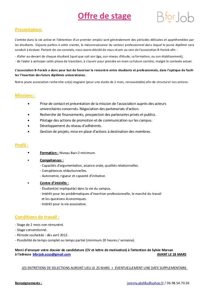 Offre de stage  BForJob