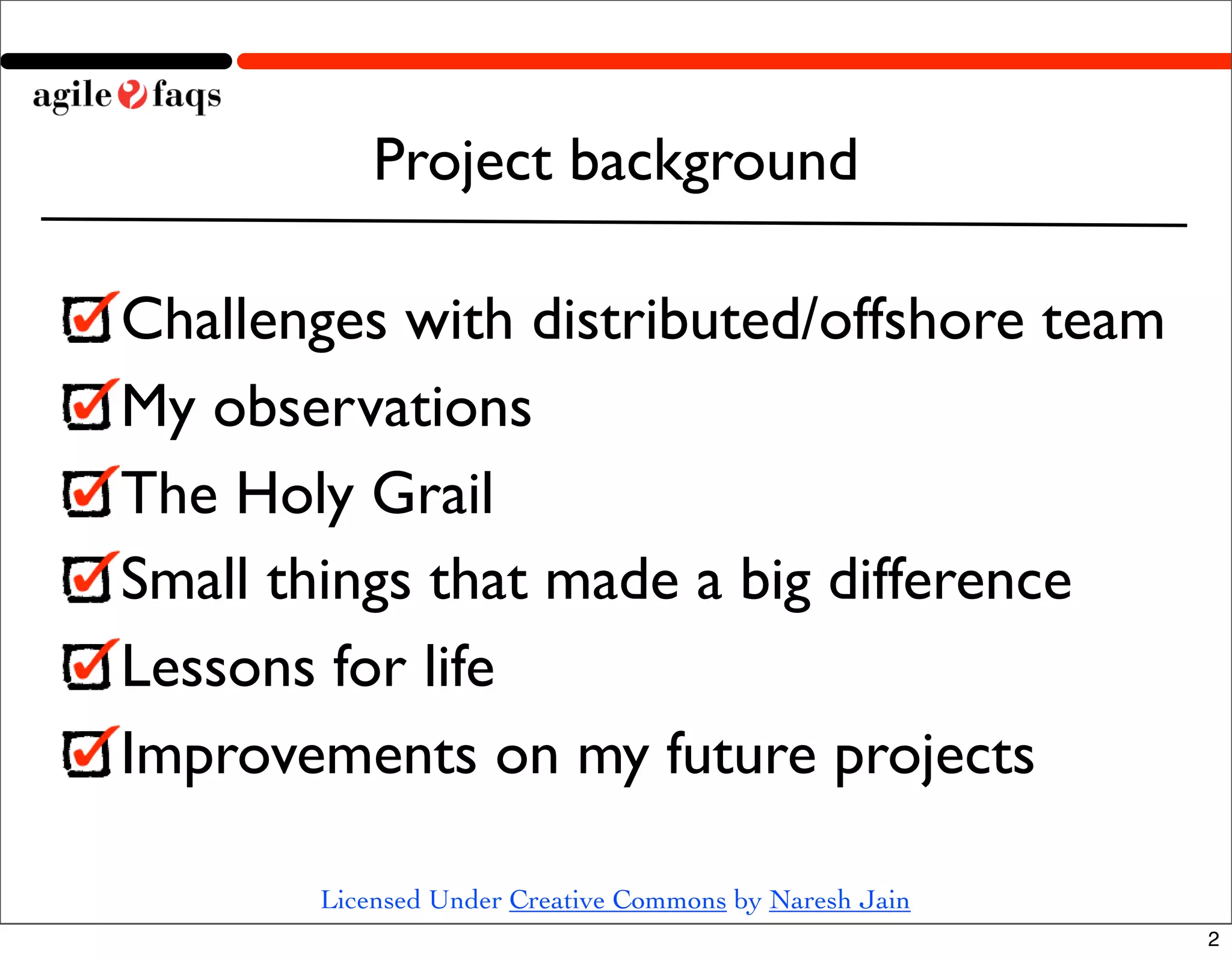 Offshore Agile Maintenance