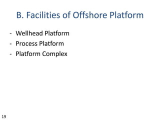 B. Facilities of Offshore Platform
- Wellhead Platform
- Process Platform
- Platform Complex
19
 