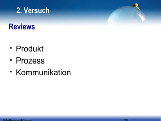 2. Versuch
Reviews




Produkt
Prozess
Kommunikation

 