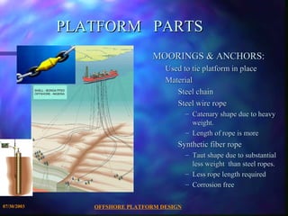 PLATFORM PARTS
                                MOORINGS & ANCHORS:
                                 – Used to tie platform...
