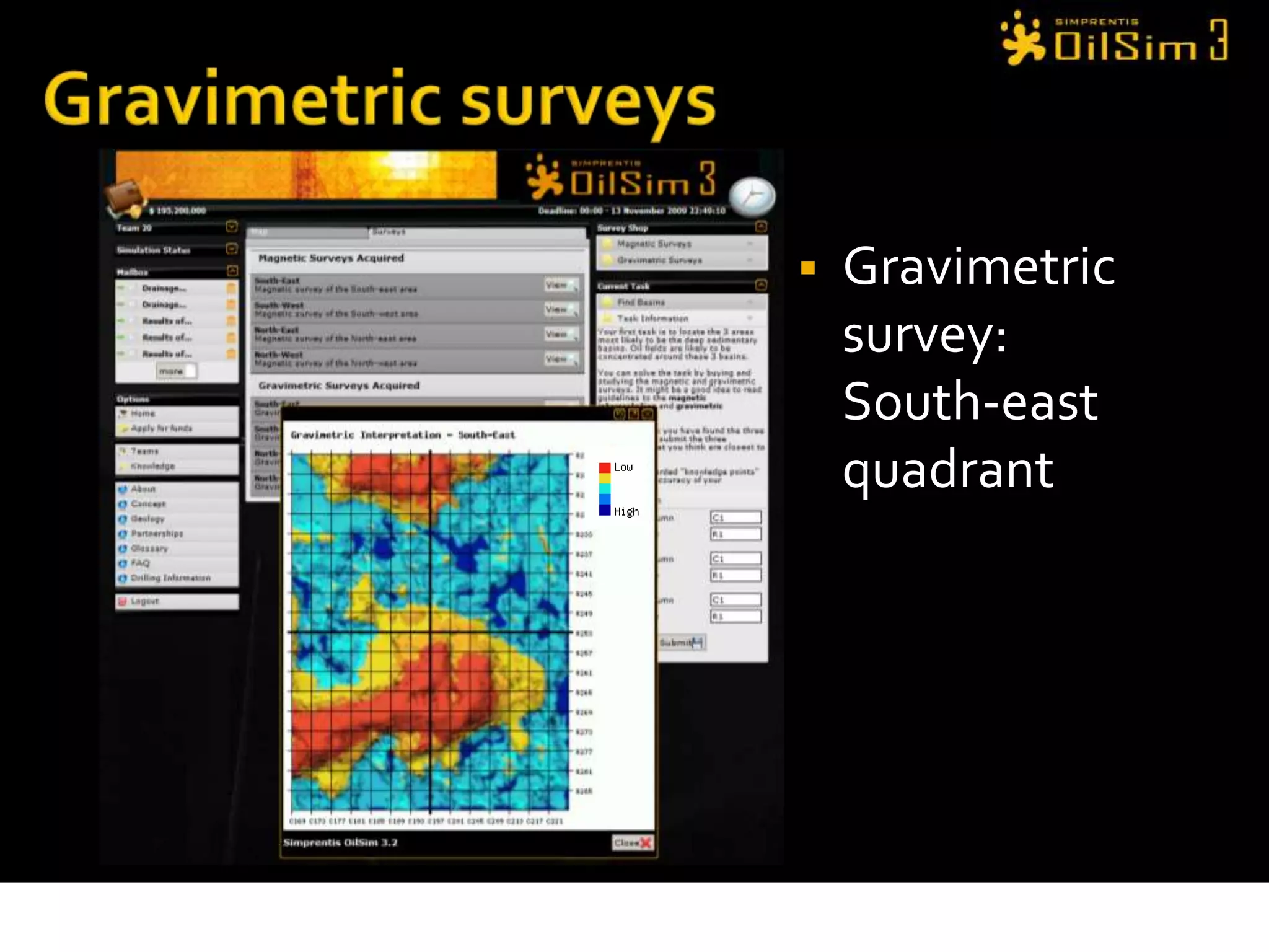 Gravimetric surveysGravimetric survey:South-east quadrant