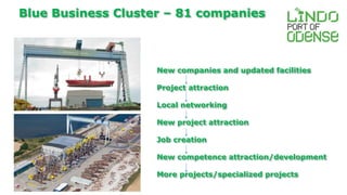 Blue Business Cluster – 81 companies 
New companies and updated facilities 
Project attraction 
Local networking 
New project attraction 
Job creation 
New competence attraction/development 
More projects/specialized projects 
 
