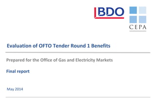 Assessment of Offshore Transmission Tender Round 1 benefits (2014) | PDF