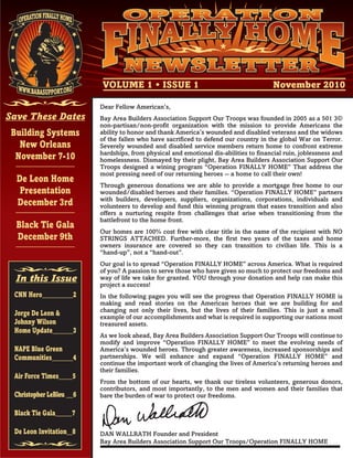 Operation Finally Home Newsletter, Volume 1 Issue 1, November 2010