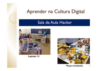Aprender na Cultura Digital

         Sala de Aula Hacker




Laptops 1:1



                        Peças montáveis   22
 
