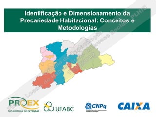 Identificação e Dimensionamento da
Precariedade Habitacional: Conceitos e
             Metodologias
 