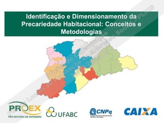 Identificação e Dimensionamento da
Precariedade Habitacional: Conceitos e
             Metodologias
 