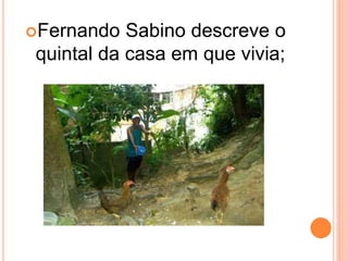 Fernando Sabino descreve o
quintal da casa em que vivia;
 