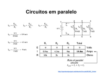 Circuitos em paralelo




             http://openbookproject.net//electricCircuits/DC/DC_5.html
 
