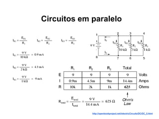 Circuitos em paralelo




             http://openbookproject.net//electricCircuits/DC/DC_5.html
 