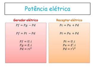 Potência elétrica
Gerador elétrico

Receptor elétrico

 