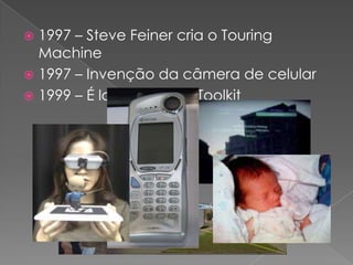 1997 – Steve Feiner cria o TouringMachine1997 – Invenção da câmera de celular1999 – É lançado o ARToolkit