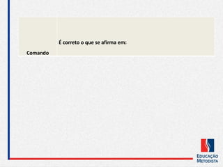 Comando
É correto o que se afirma em:
 