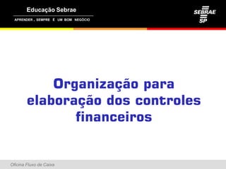 ,




            Organização para
        elaboração d controles
         l b     ã dos     t l
               financeiros


Oficina Fluxo de Caixa
 