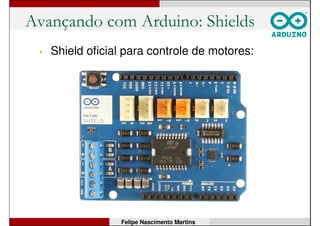 Avançando com Arduino: Shields
• Exemplo: controle de velocidade dos motores
com o Shield Motor Control:
Felipe Nascimento Martins
 