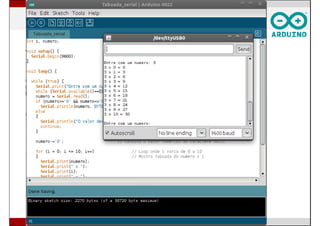 if (numero>='0' && numero<='9')
Serial.println(numero, BYTE);
else {
Serial.println("O valor deve ser
numerico!");
continue;
}
numero-='0';
for (i = 0; i <= 10; i++) {
Serial.print(numero);
Serial.print(" x ");
Serial.print(i);
Serial.print(" = ");
Serial.println(numero*i);
}
Serial.println("");
}
}
Felipe Nascimento Martins
 
