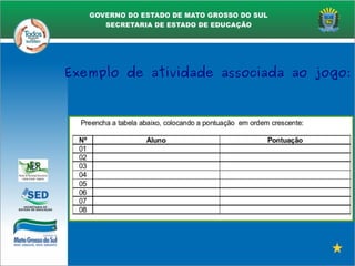 Exemplo de atividade associada ao jogo:
 