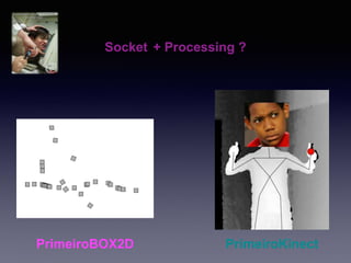 Socket + Processing ?
PrimeiroBOX2D PrimeiroKinect
 
