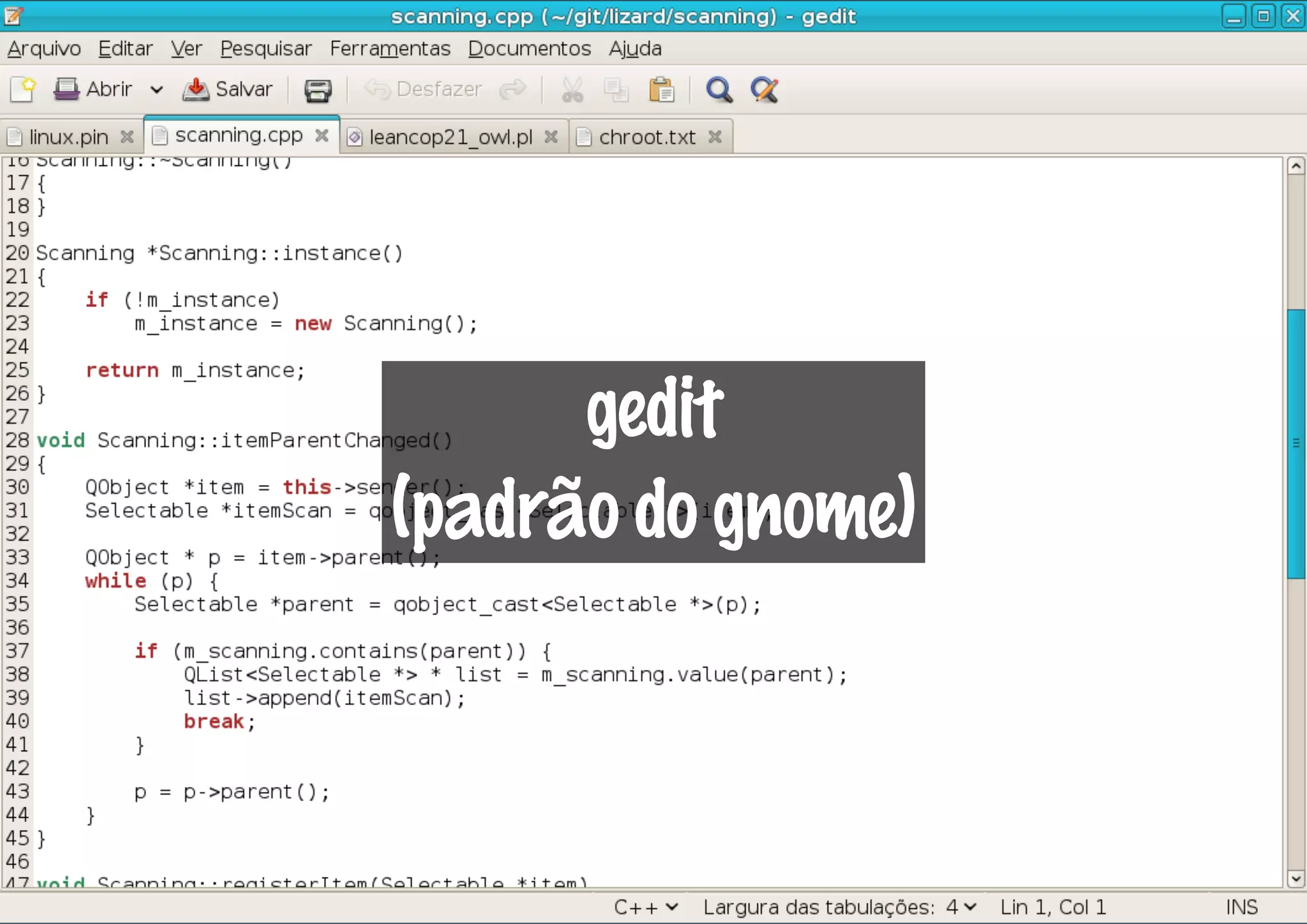 gedit
(padrão do gnome)
 