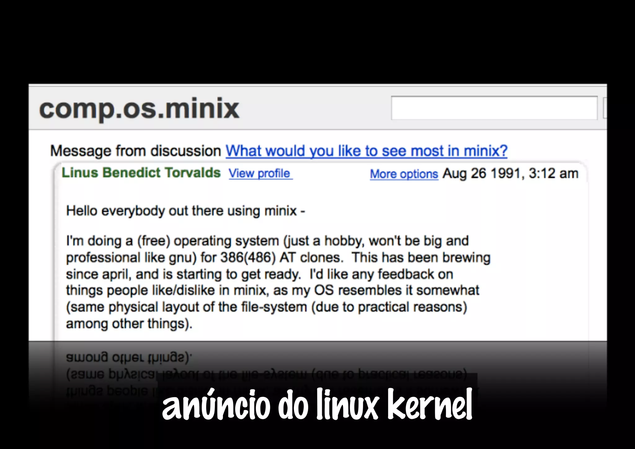anúncio do linux kernel
 