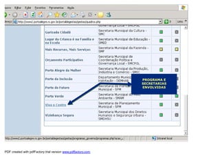 PROGRAMA E
                                                               SECRETARIAS
                                                               ENVOLVIDAS




PDF created with pdfFactory trial version www.pdffactory.com
 