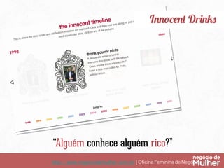 http://www.negociodemulher.com.br ¦ Oﬁcina Feminina de Negócios	
Innocent Drinks
“Alguém conhece alguém rico?”
 