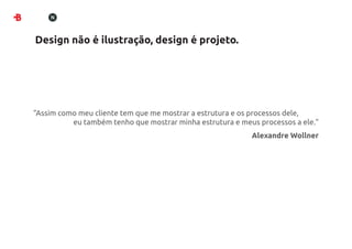 Design não é ilustração, design é projeto.




“Assim como meu cliente tem que me mostrar a estrutura e os processos dele,
          eu também tenho que mostrar minha estrutura e meus processos a ele.”
                                                           Alexandre Wollner
 