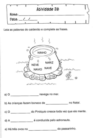 Oficina para casa 1º ano