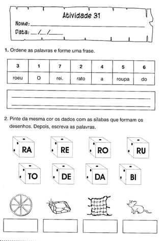 Oficina para casa 1º ano