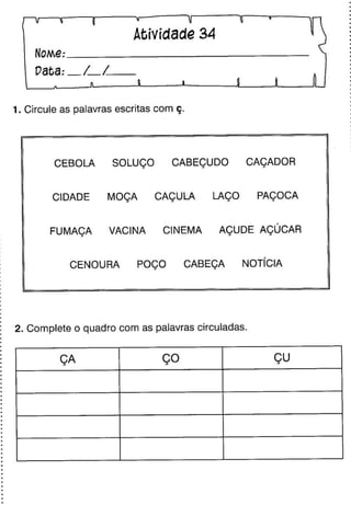 Oficina para casa 1º ano